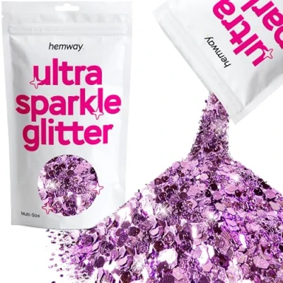Image of Glitter Multi Size Lavender Purple Ultra Sparkle Sequins Nail Face Festival Christmas Halloween Makeup Chunky Fine 100g / 3.5oz