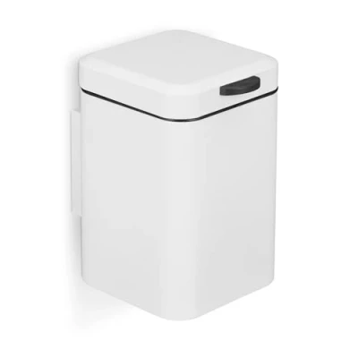 Image of Relaxdays Wall Mounted Bathroom Bin, White, 24 x 16 22 cm