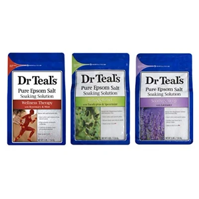 Image of Dr. Teal&#039;s Epsom Salt Bundle, 3 Items: 1 Relax &amp; Relief Eucalyptus Spearmint, Sooth Sleep Lavender and Therapy Rosemary Mint, 48 Ounce each, Set