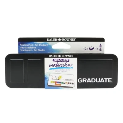 Image of Daler Rowney Graduate Watercolour 12 Half Pans Set, Assorted Colours, Ideal for Students &amp; Hobbyists