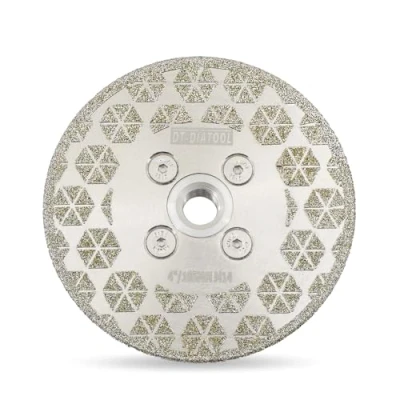 Image of DT DIATOOL Diamond Cutting and Grinding Disc 105mm x M14 Thread Flange Double Side Electroplated Blade for Granite Marble Natural Stone Tiles