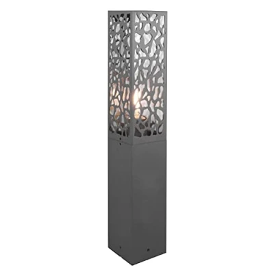 Image of Trio Leuchten Cooper 507360142 Outdoor Bollard Light Stainless Steel Anthracite Transparent Plastic Insert Bulb 1x E27