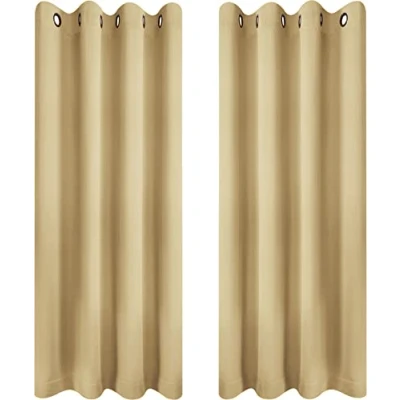 Image of Utopia Bedding Verduisteringsgordijnen Oogjes 2 Panelen [132x160 cm, Beige], Thermische en Geluidsisolerende Gordijnen voor Slaapkamer Woonkamer