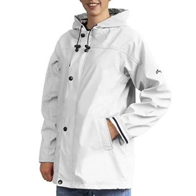 Image of Breizh Ocean Women&#039;s Armor mackintosh, mixed waterproof coat, sailor style striped lining XS to 4XL (Yellow, M)