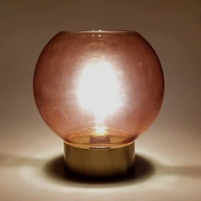 Image of Cello Lighting Globe Medium Light Red Battery Operated Lamp, Glass Table Lamps for Living Room and Home Decor, Decorative Cordless Home, Bedside Lamp Décor