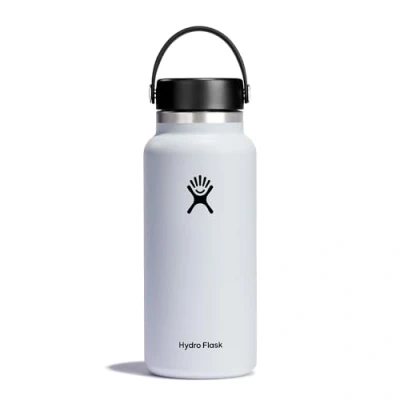 Image of Hydro Flask Water Bottle 946 ml (32 oz) Vacuum Insulated Stainless Steel with Leak Proof Flex Cap and Powder Coat Wide Mouth White