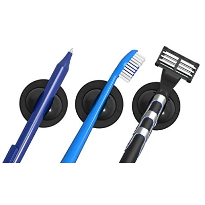 Image of Schneider Klick Fix Universal Holder (Self Adhesive for Toothbrushes, Cables, Pens and Much More up to 150 g) Set of 5 Black