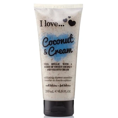 Image of I Love Originals Coconut &amp; Cream Shower Smoothie, Enriched With Natural Almond Shell to Remove Impurities Dead Cells, Leaves Skin Feeling Cleansed, VeganFriendly 200ml
