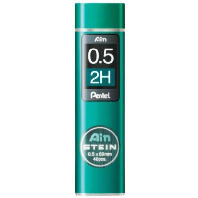 Image of Pentel Ain Stein Refill Leads 0.5 mm Grade 2H (Pack of 12 Tubes), Grey