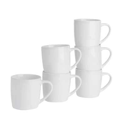 Image of 6x White 350ml Coloured Coffee Mugs By Argon Tableware