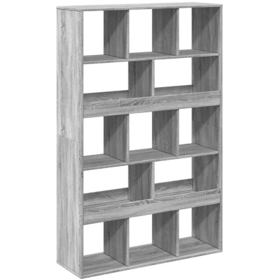 Image of vidaXL Bookcase Grey Sonoma 100x33x156.5 cm Engineered Wood 13 Compartment Modern Bookshelf for Living Room/Office Freestanding Book Stand/Room Divider