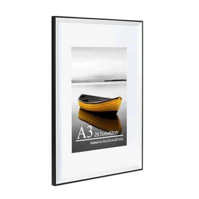 Image of Baoee A3 Black white Two Tone Picture frame with A4 Mount,photo acrylic glass, Frame,Poster Frame, certificate frame,Wall Mountable