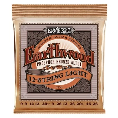 Image of Ernie Ball Earthwood 12 String Light Phosphor Bronze Acoustic Guitar Strings 9 46 Gauge