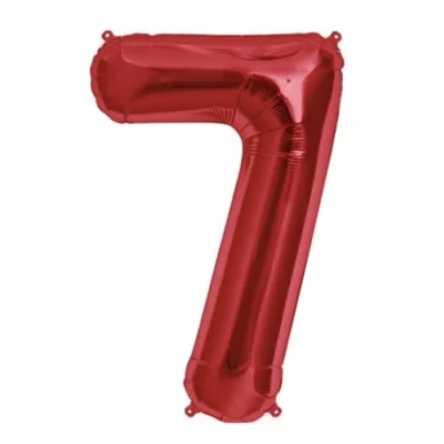 Image of Red Number 7 Foil Balloon, 101cm (2 pack)