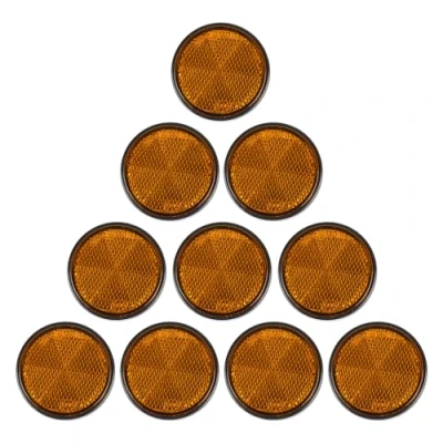 Image of Yinaolan 10 Pack Yellow Self Adhesive Round Reflectors, E9 Approval Road Safety Stick on Rear Reflectors for Trailer Caravan Truck Lorry or Agricultural Machines