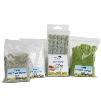 Image of WWScenics Snowy Mountain Bundle Model Railway Layout Scenery Diorama Static Grass Kit
