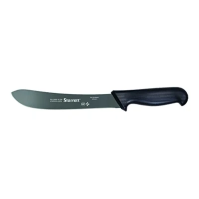 Image of Starrett Professional Stainless Steel Chefs Steak Knives Narrow Curved Profile 8 inch (200mm) Black Handle