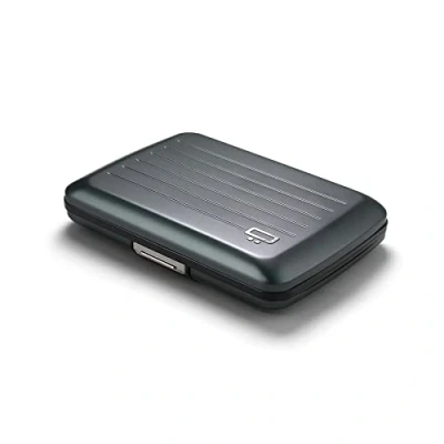 Image of ÖGON Aluminium Wallet Smart case V2 Metal Lock Water Resistant Card Holder RFID Protection Up to 10 Cards, Receipts and Bills Platinium