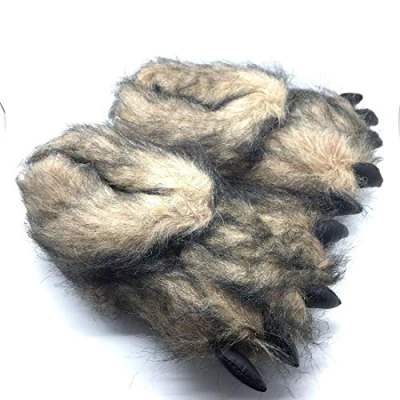 Image of ShuCentre Unisex Novelty Monster Bear Claw Animal Slippers Cozy Design Comfortable Indoor Footwear for Men Women &amp; Kids Fun Soft Plush Warm (Light Brown, UK 7 / EU 36)