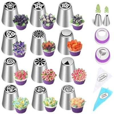 Image of Cake Decorating Kit, Piping Bags and Tips Set Reusable, Decor Tips, Baking Tool Set, Kit for Decorating, Supplies (27PCS)