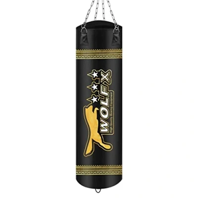 Image of 4ft,5ft,6ft Punch Bag/MMA/kick/Heavy/Un Filled/Empty with chain (Black) (5ft Un filled Bag)