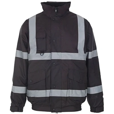 Image of Expert Workwear HI VIZ VIS VISIBILITY CONTRACTOR SAFETY BOMBER JACKET COAT WATERPROOF (3XL, Black)