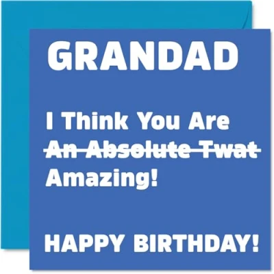 Image of Rude Birthday Cards for Grandad Absolute Tw*t Joke Happy Card from Grandson Granddaughter, Banter Gifts, 145mm x Offensive Greeting Grandpa