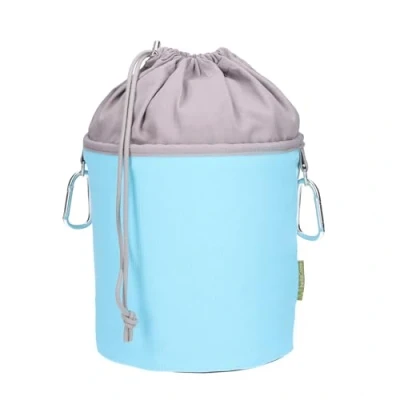 Image of Canvas Fabric Clothes Peg Bag with 2 Carabiner Hooks for 200 Pegs, Extra Large and Sturdy, Light blue/grey,
