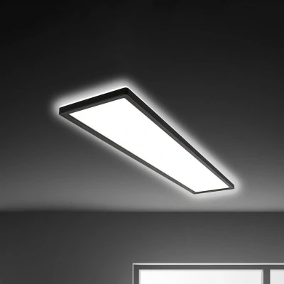 Image of Briloner LED Panel 98cm with indirect Light, Flat, Neutral White Ceiling lamp, Panel, Living Room Kitchen 98x20x3 cm, Black