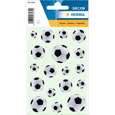 Image of HERMA 3434 Football Stickers, Small, Large, 54 Pieces, Sports Stickers with Motif, Children&#039;s Labels for Photo Album, Diary, Poetry Scrapbooking, Birthday Decoration, Letters, DIY