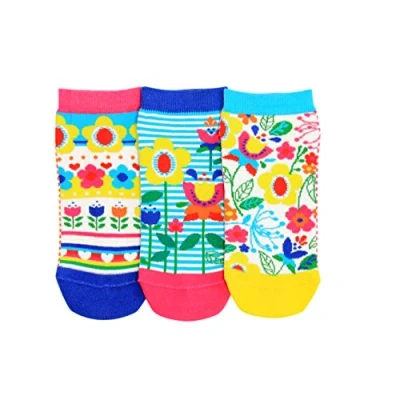 Image of United Oddsocks 3 Liner Socks For Girls LKflower Flowers UK 12 5½