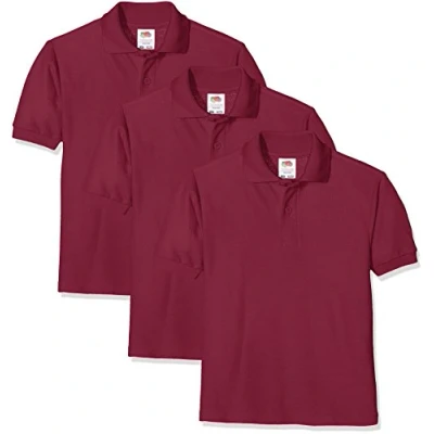 Image of FRUIT OF THE LOOM Unisex Baby Short Sleeve Polo Shirt, Burgundy, 3 4 Years UK
