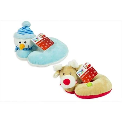 Image of Set of 2 Christmas Baby Neck Support Pillows Snowman Reindeer Travel Pillow