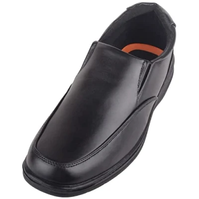 Image of ABSOLUTE FOOTWEAR Mens Boys Faux Leather Easy Slip On Smart Formal School Work Wedding Shoes Black UK 7 / EU 41