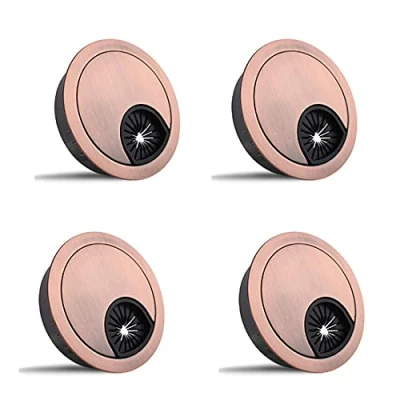 Image of 4 Piece 60mm Desk Cable Grommets, Computer Metal Hole, Round Hole Cover for Desktop Organizer(Red)