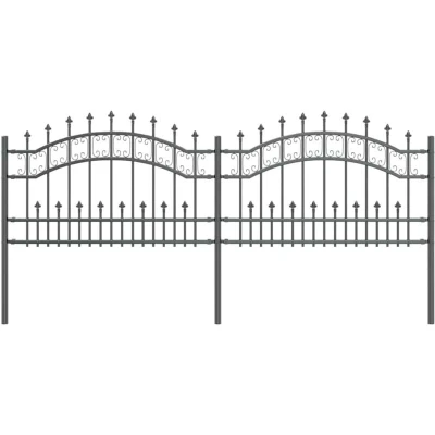 Image of Garden Fence Grey 115 cm Powder coated steel Vidaxl