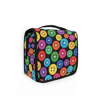 Image of Moyyo Colorful Buttons Toiletry Bag Travel Wash Organised Hanging Gym Camping Portable Cosmetic Organiser for Women Girls Kids