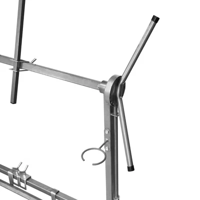 Image of Rotating Paint Panel Stand Large Panelstand Rack Body Shop Car Repair Garage Mobile Wheels 180 Degree Rotation 300kg Load Capacity 6 Arms 4 x Hooks &amp; 2 Extra Long Bars Stable Sturdy Steel Silver