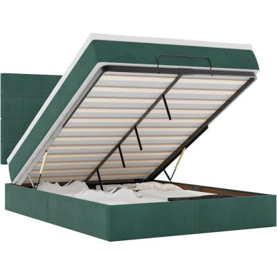 Image of Ottoman Bed with Mattresses Dark Green 140x200cm Velvet Vidaxl