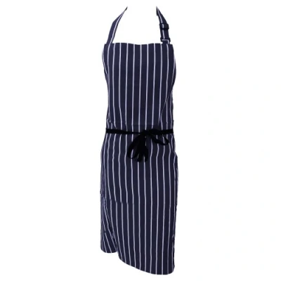 Image of Dennys Unisex Cotton Striped Workwear Butchers Apron (One Size) (Navy/White)