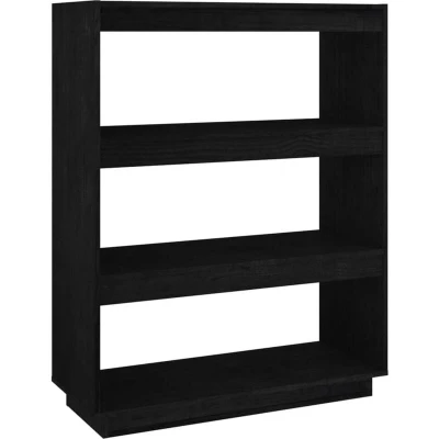 Image of vidaXL Book Cabinet/Room Divider Black 80x35x103 cm Solid Pinewood