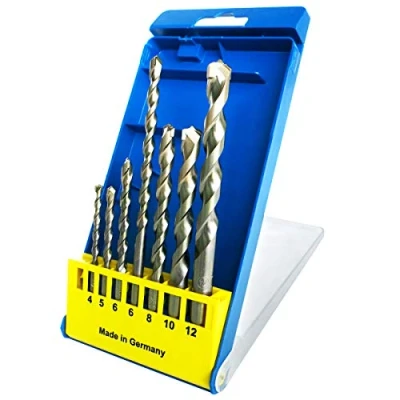 Image of S&amp;R Concrete Drill Bit Set SUPERSCHLAG with Cylindrical Shaft; 7 Items: 4x85 / 5x85 6x100 6x150 8x120 10x120 /12x150 mm, Professional quality MADE IN GERMANY