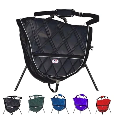 Image of Majestic Ally 1000D Nylon Reflective English Saddle Carry Bag (Black)