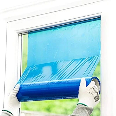 Image of eXtreme Glass Window Protection Film Self Adhesive Protector Door Covering Tape Protect from Dust, Paint Stain and uv Resist 60cm x 100m Roll
