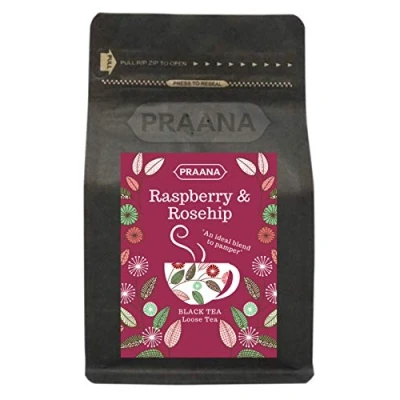 Image of PRAANA Tea Ceylon Black with Real Rosehip and Raspberry Pieces, 100 g