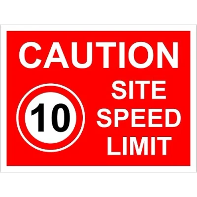 Image of Caution site speed limit 10 mph safety sign 3mm Aluminium 300mm x 200mm