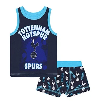 Image of Tottenham Hotspur FC Official Gift Boys Boxer Shorts &amp; Vest Set 2 3 Years Blue
