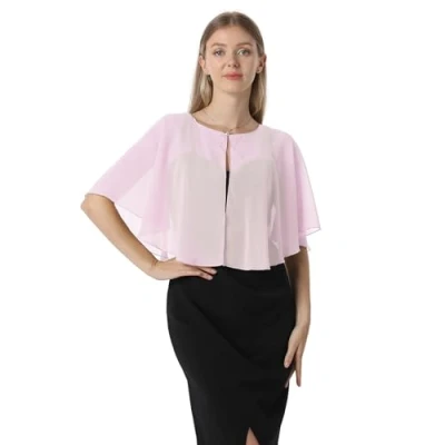 Image of Soft Capelets capes Shawls and Wraps for Dress Chiffon Shrug Wedding Cape Cover Up, Pink, One Size