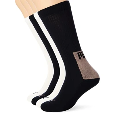Image of PUMA Men&#039;s Logo Block Crew Sock 4P, Pine bark Combo, 39/42