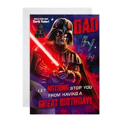 Image of Hallmark Birthday Card for Dad Star Wars Darth Vader Design with &#039;Pop Out and Make&#039; Model